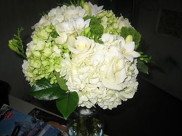 Bridal Bouquet Lime and White Hydrangea