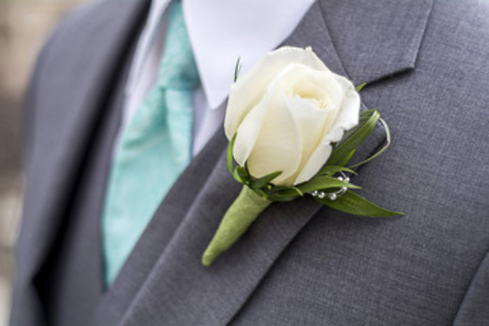 Standard White Rose Boutonniere