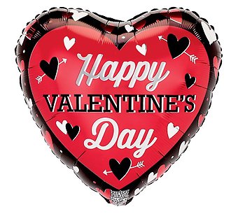 Happy Valentine\'s Day 18\" Mylar- Red/Black/White