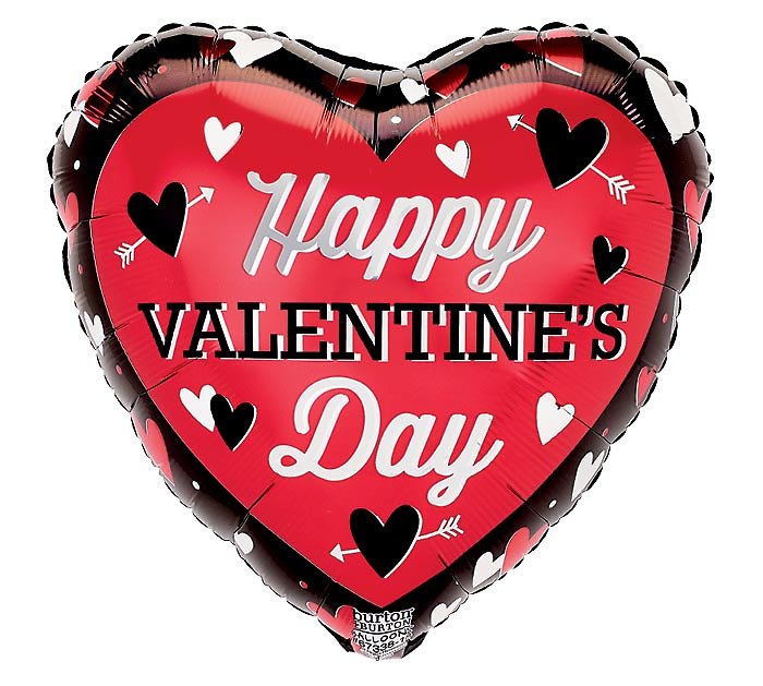 Happy Valentine\'s Day 18\" Mylar- Red/Black/White