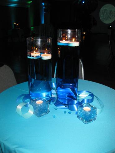 Blue Cylinder Glass Underwater Theme - Rental Centerpieces