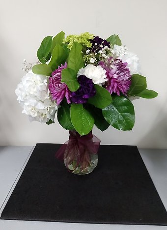 Purple and White Floral Centerpiece