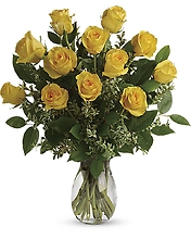 1 Dozen Yellow Roses in a Vase