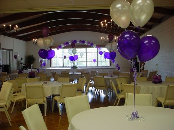 Purple and Silver Bouquets and Arch