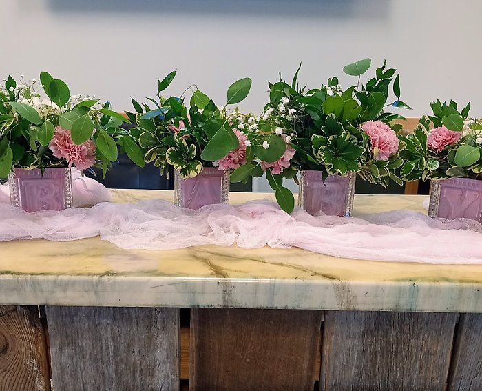 Baby Blocks Floral Centerpieces- Set of 4