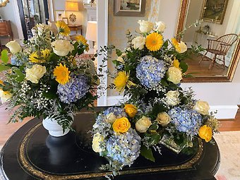 Blue and Yellow Floral Centerpieces