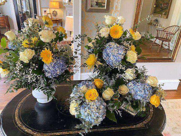Blue and Yellow Floral Centerpieces