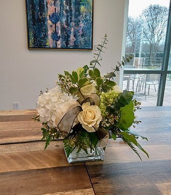 Cream and Green Floral Centerpiece