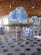 Blue and White Paper Pom-Pom Table Decorations
