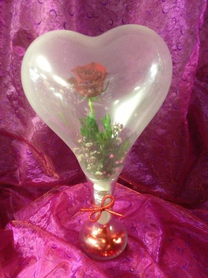 Rose in Heart Shaped Balloon