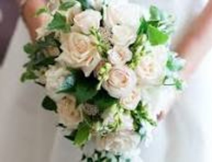 Neutral Tone Cascading Bridal Bouquet