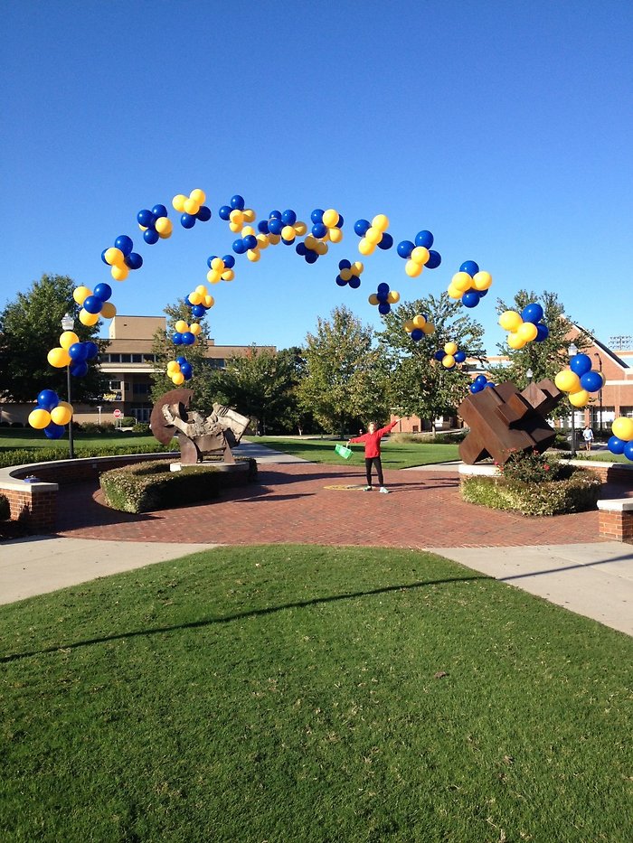 Large Outdoor Floating Criss Crossed Cluster Arch