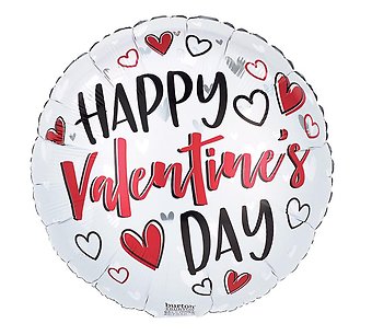 Happy Valentine\'s Day 18\" Mylar- White/Red/Black