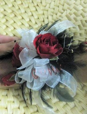 Rose and Feather Corsage